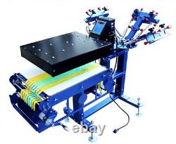 INTBUYINGRibbon Screen Printing Machine 3 Color 1 Station Press with Flash Dryer
