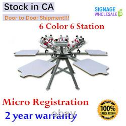 Manual 6 Color 6 Station Micro Registration tshirt Screen Printing Press Machine