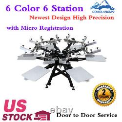 Manual 6 Color 6 Station Rotary Micro Registration Screen Printing Machine