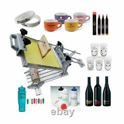 Manual Cylinder Screen Printing Machine+10 Squeegee for Pen / Mug / Bottle