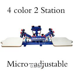 Micro Registration 4 Color Screen Printing Machine Silk Screen 2 Station Press