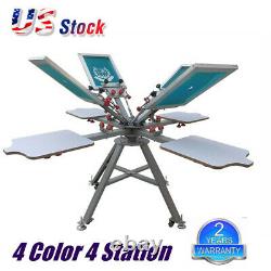 Micro Registration Manual 4 Color 4 Station tshirt Screen Printing Press Machine