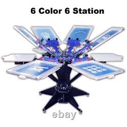 Micro-registration 6 Color 6 Station Screen Printing Machine 360 Degree Rotary