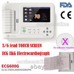 NEW ECG600G 3/6 LEAD TOUCH SCREEN ECG EKG Electrocardiograph Printer