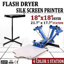 New Set 4 Color 1 Station Screen Printer Kit Machine Press Equipment Flash Dryer