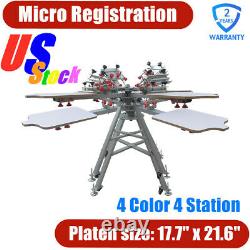 PICK-UP Micro Registration 4 Color 4 Station Silk Screen Printing Press Machine