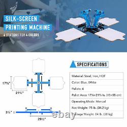 Preenex 4 Station Silk Screen Printing Machine for 4 Color Design Shirts & More