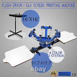 Screen Printing 4 Color 2 Station Press Kit DIY Printer Flash Dryer Tools