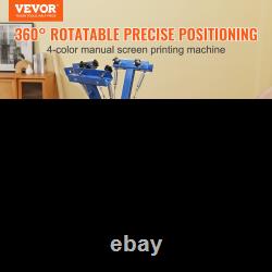 Screen Printing Machine, 4 Color 2 Station, 360° Rotatable Press, 21.2x17.7in