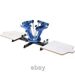 Screen Printing Machine, 4 Color 2 Station, 360° Rotatable Press, 21.2x17.7in