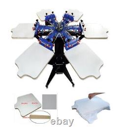 Screen Printing Machine 6 Color Micro-Registration Press with Heavy-duty Stand