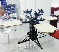Screen Printing Machine Kit 3 Color 4 Station Rotary Printer with Flash Dryer
