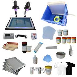 Screen Printing Machine & Materials Kit 4 Color Press Silk Screen Supply DIY Ink