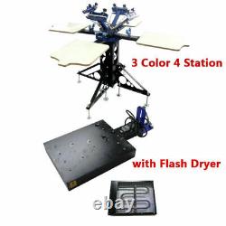 TECHTONGDA Screen Printing Machine(3 Color 4 Station)with Flash Dryer Kit New