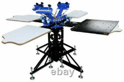 TECHTONGDA Screen Printing Machine(3 Color 4 Station)with Flash Dryer Kit New