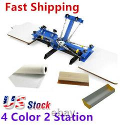 USA-4 Color 2 Station Silk Screen Printing Machine 4-2 Press DIY T-Shirt Printer
