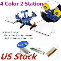 USA! 4 Color 2 Station Silk Screen Printing Press Machine for T-Shirt Printing