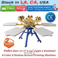 USA 6 Color 6 Station Screen Printing Machine Press DIY T-shirt Printer Carousel