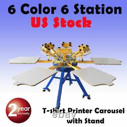 USA! 6 Color 6 Station Screen Printing Machine Press T-shirt Printer Carouse
