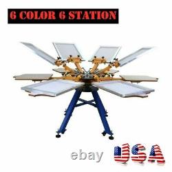 USA 6 Color 6 Station Screen T-shirt Printer Printing Machine Press Carousel