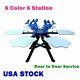 Usa! 6 Color 6 Station Silk Screen Printing Double Rotary T-shirt Press Printer