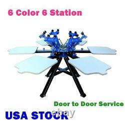 USA! 6 Color 6 Station Silk Screen Printing Double Rotary T-shirt Press Printer