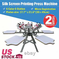 USA 6 Color 6 Station Silk Screen Printing Press Machine with Micro Registration