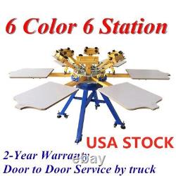 USA-Manual 6 Color 6 Station Silk Screen Printing Machine T-shirt Press