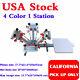 Us 4 Color Silk Screen Printing Press Machine With Micro Registration