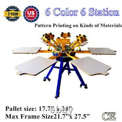 US 6 Color 6 Station Screen Printing Machine T-shirt Printer Press Carousel DIY