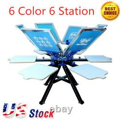 US-6 Color 6 Station Silk Screen Printing Machine Printer Press Equipment