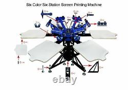 US Double Rotary 6 Color 6 Station Screen Printing Machine Press Shirt Printer