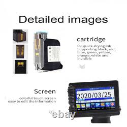 US Fast dry Portable Handheld jet printer Touch Screen Date Word QR Barcode Logo