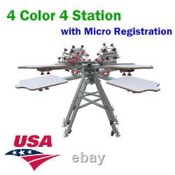 US STOCK Manual 4 Color 4 Station Screen Printing Machine Micro Registration