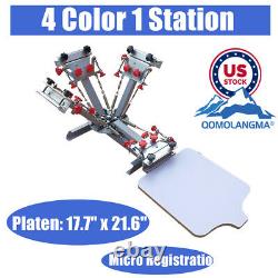 US Stock 4 Color 1 Station Screen Printing Press Machine with Micro Registration