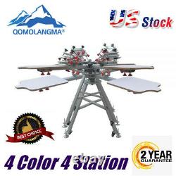 US Stock Micro Registration 4 Color 4 Station Silk Screen Printing Press Machine