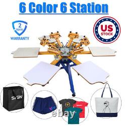 US Stock Pick-up 6 Color 6 Station Carousel T-shirt Silk Screen Printing Machine
