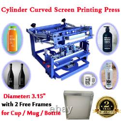 Upgrade Cylinder Mug Bottle Curved Screen Printing Press Machine + 2 FREE Frame