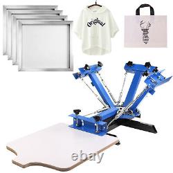 VEVOR 4 Color Screen Printing T-shirt Machine 6pcs 305 Mesh Aluminum Silk Screen